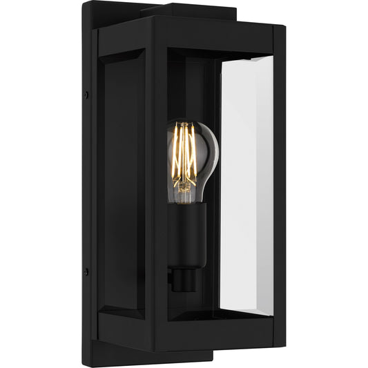 Quoizel Eastover 13in 1-Light Outdoor Wall Lantern | Transitional Earth Black and Clear Beveled Glass | Front Door & Porch | Model EVR8405EK