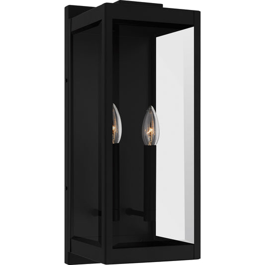 Quoizel Eastover 19in 2-Light Outdoor Wall Lantern | Transitional Earth Black Steel and Clear Beveled Glass | Front Door & Porch | Model EVR8407EK
