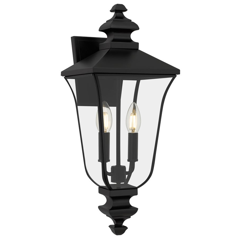 Quoizel Farley 2-Lt Matte Black Outdoor Wall Lantern, Matte Black - FARL8408MBK