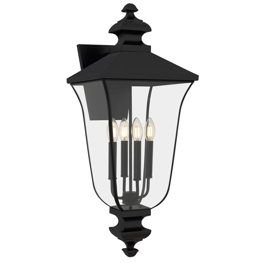 Quoizel Farley 4-Lt Matte Black Outdoor Wall Lantern, Matte Black - FARL8412MBK