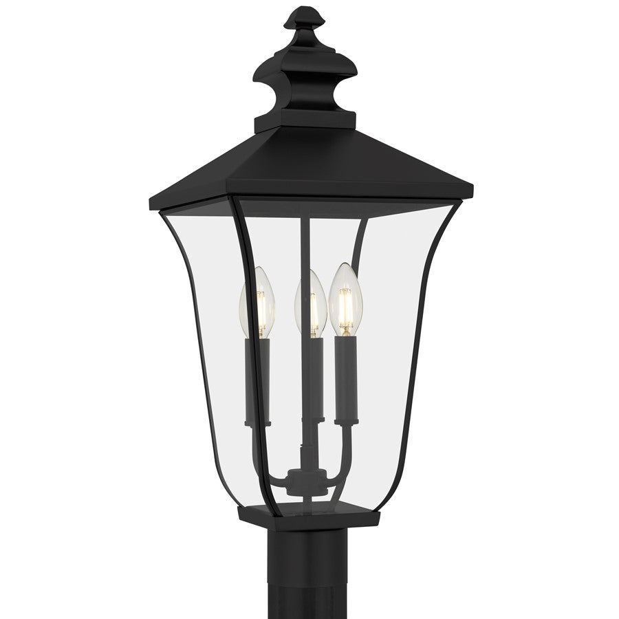 Quoizel Farley 3-Lt Matte Black Outdoor Post Lantern, Matte Black - FARL9010MBK
