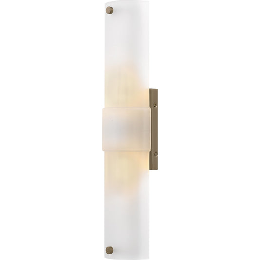 Quoizel Finnegan 22in 2-Light Wall Sconce | Modern Bronze Gold and Etched Glass | Bathroom Vanity & Hallway | 5 x 3.5 x 22 in | Model FGN8805BGD