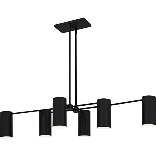 Quoizel Foreland 50in 6-Light Island Chandelier | Modern Matte Black and White Metal | Kitchen Island & Dining Room | 50 x 21 x 9 in | Model FLD650MBK