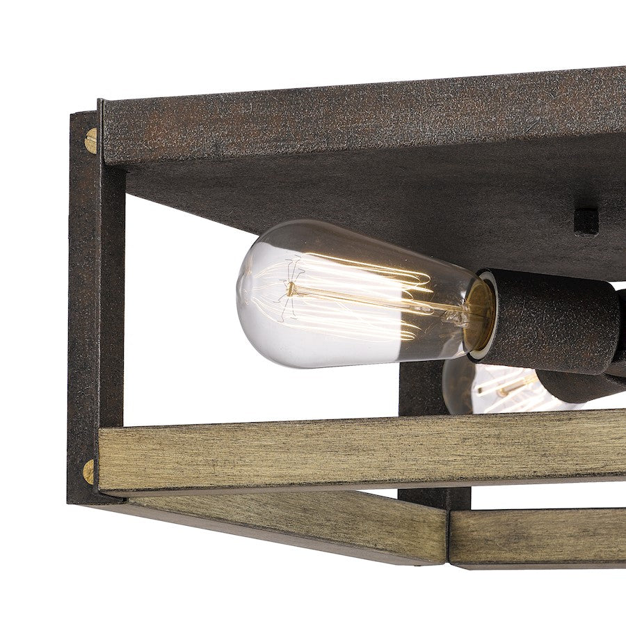 Quoizel Finn 4 Light Flush Mount, Rustic Black