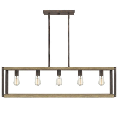 Quoizel Finn Linear 5 Light Chandelier, Rustic Black