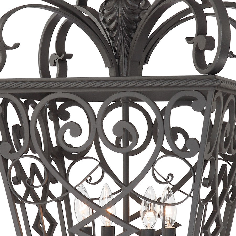 4 Light Fort Quinn Outdoor Pendant, Marcado Black