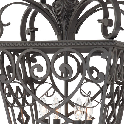 4 Light Fort Quinn Outdoor Pendant, Marcado Black
