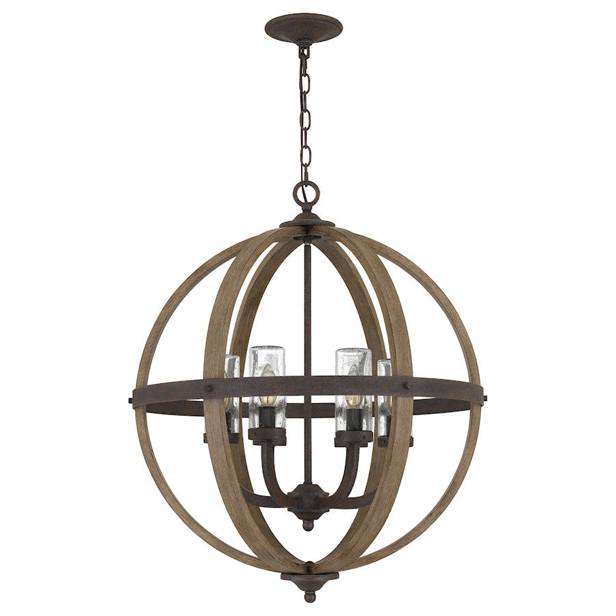 6 Light Pendant, Rustic Black