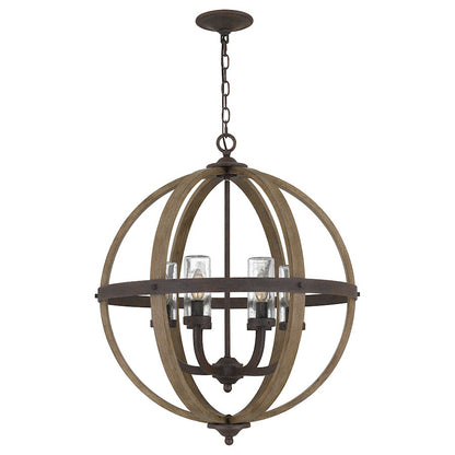 6 Light Pendant, Rustic Black