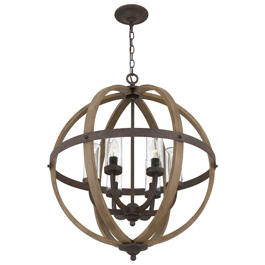 6 Light Pendant, Rustic Black