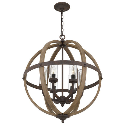 6 Light Pendant, Rustic Black