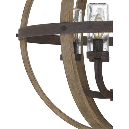 6 Light Pendant, Rustic Black