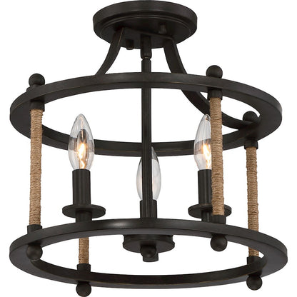 Quoizel Frontier 3 Light Semi-Flush Mount in Imperial Bronze