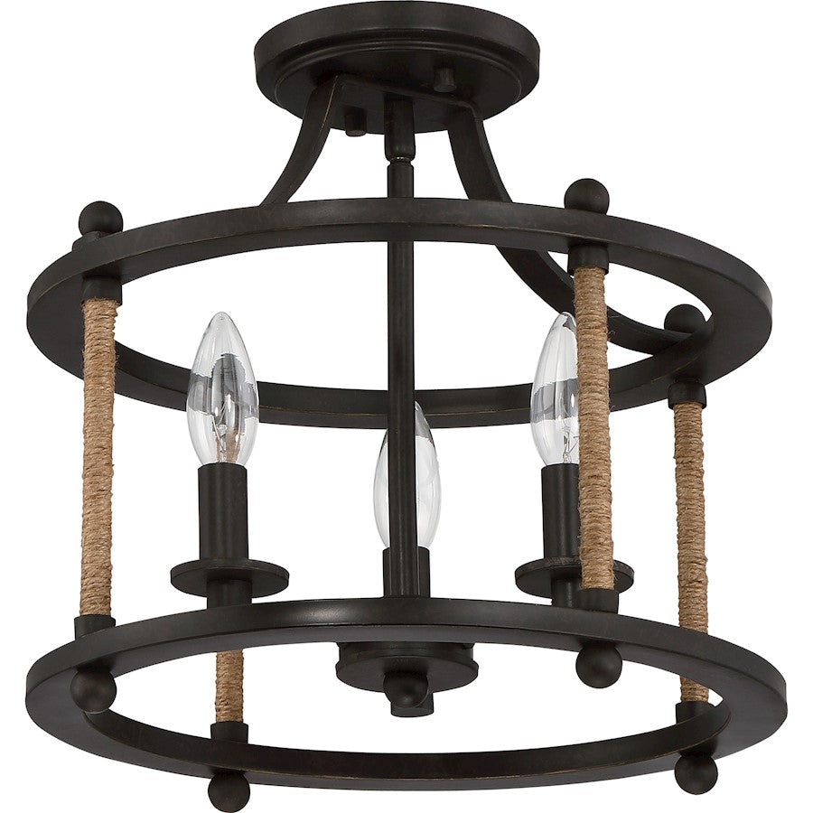Quoizel Frontier 3 Light Semi-Flush Mount in Imperial Bronze