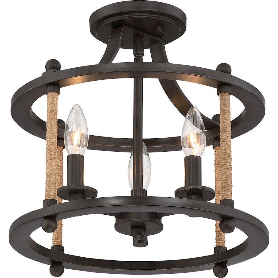 Quoizel Frontier 3 Light Semi-Flush Mount in Imperial Bronze