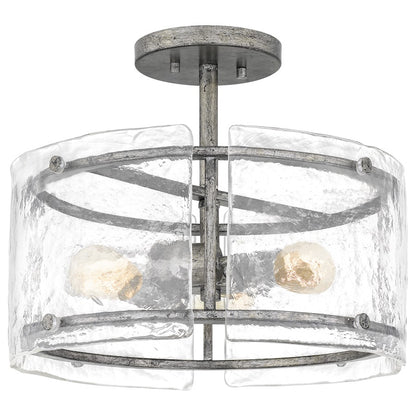 Quoizel Fortress 3 Light Semi-Flush Mount, Mottled Silver