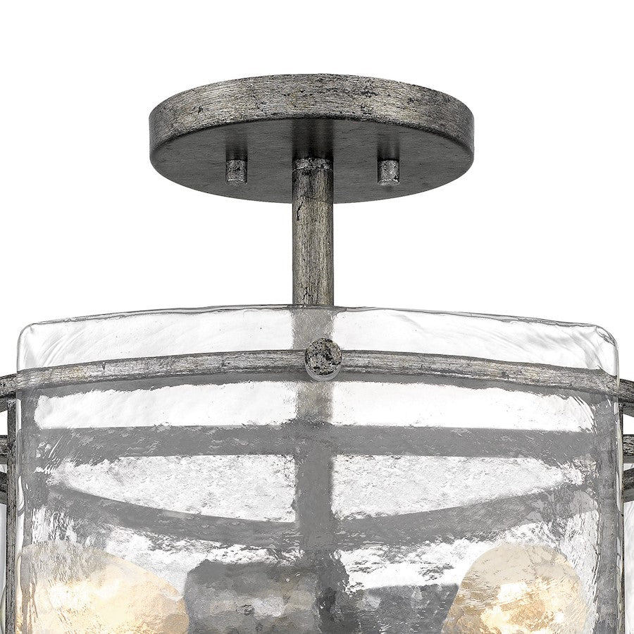 Quoizel Fortress 3 Light Semi-Flush Mount, Mottled Silver