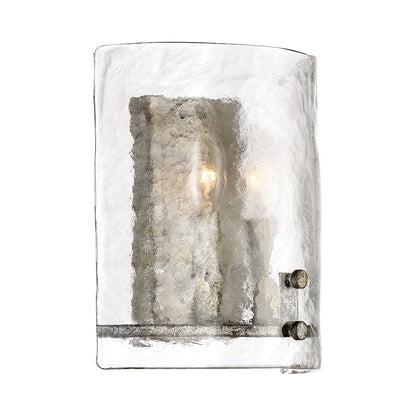 2 Light Fortress Wall Sconce, Mottled Silver