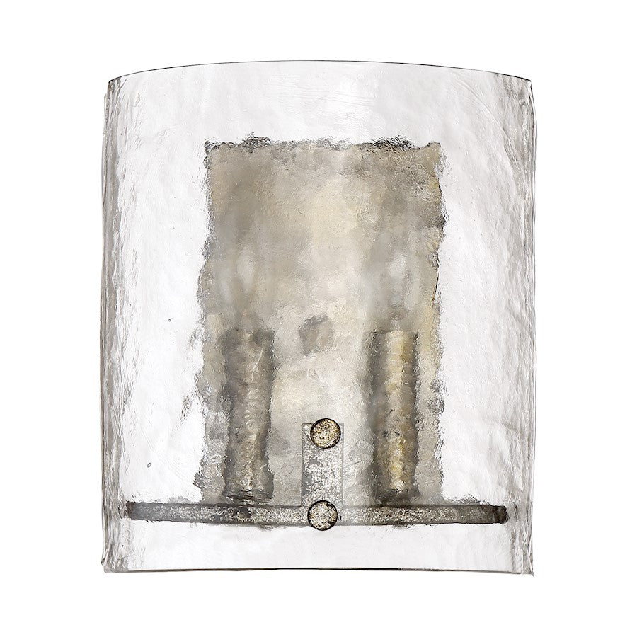2 Light Fortress Wall Sconce, Mottled Silver
