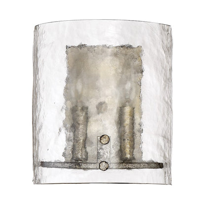 2 Light Fortress Wall Sconce, Mottled Silver