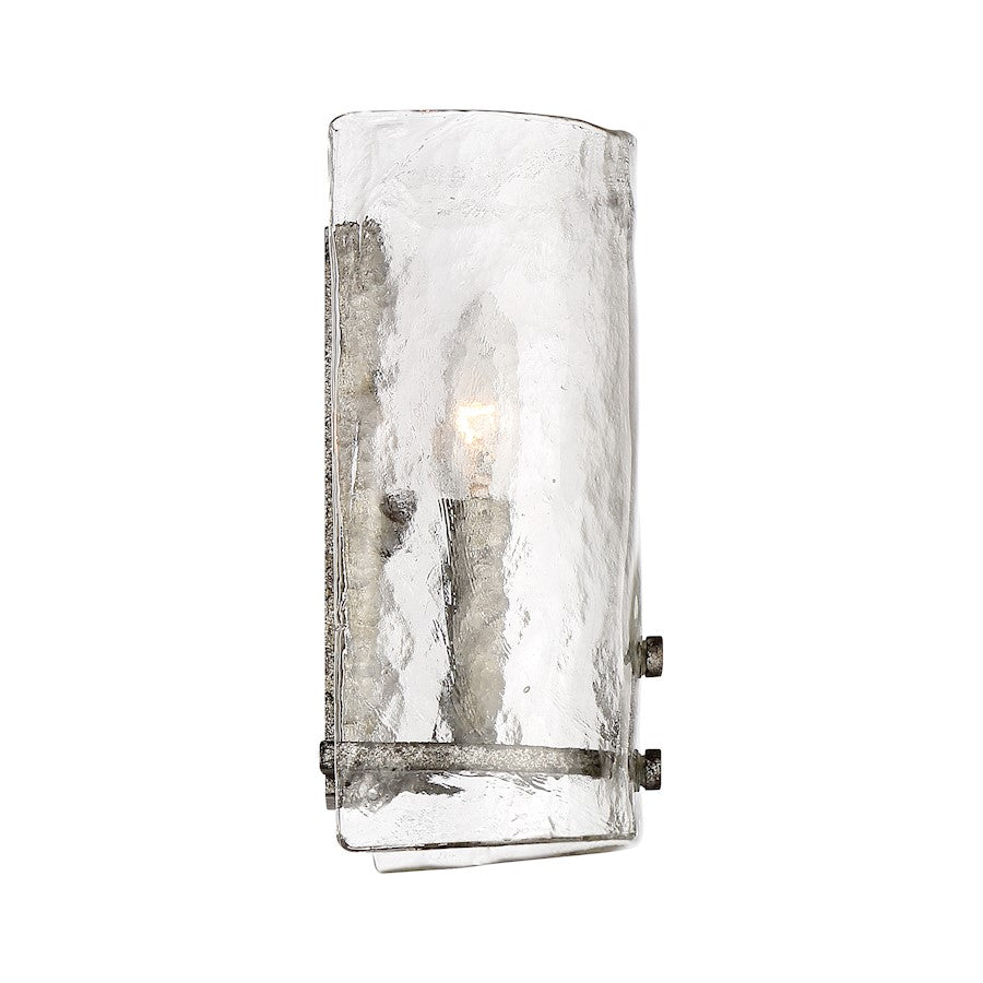 2 Light Fortress Wall Sconce, Mottled Silver
