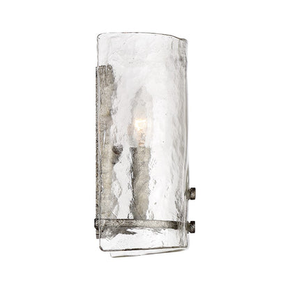 2 Light Fortress Wall Sconce, Mottled Silver