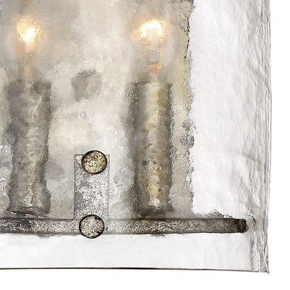 2 Light Fortress Wall Sconce, Mottled Silver