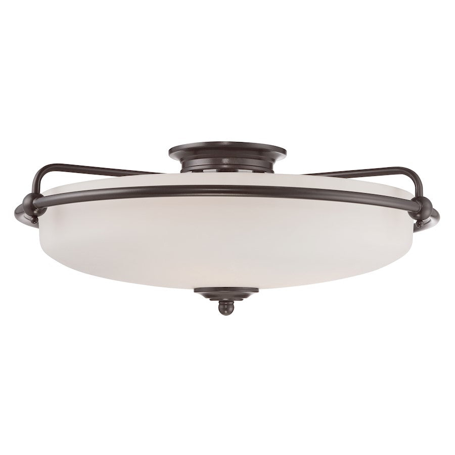 Quoizel Griffin 21in 4-Light Flush Mount | Contemporary Palladian Bronze Steel | Bedroom & Hallway Ceiling Light | 21 x 21 x 8.5 in | Model GF1621PN