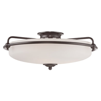 Quoizel Griffin 21in 4-Light Flush Mount | Contemporary Palladian Bronze Steel | Bedroom & Hallway Ceiling Light | 21 x 21 x 8.5 in | Model GF1621PN