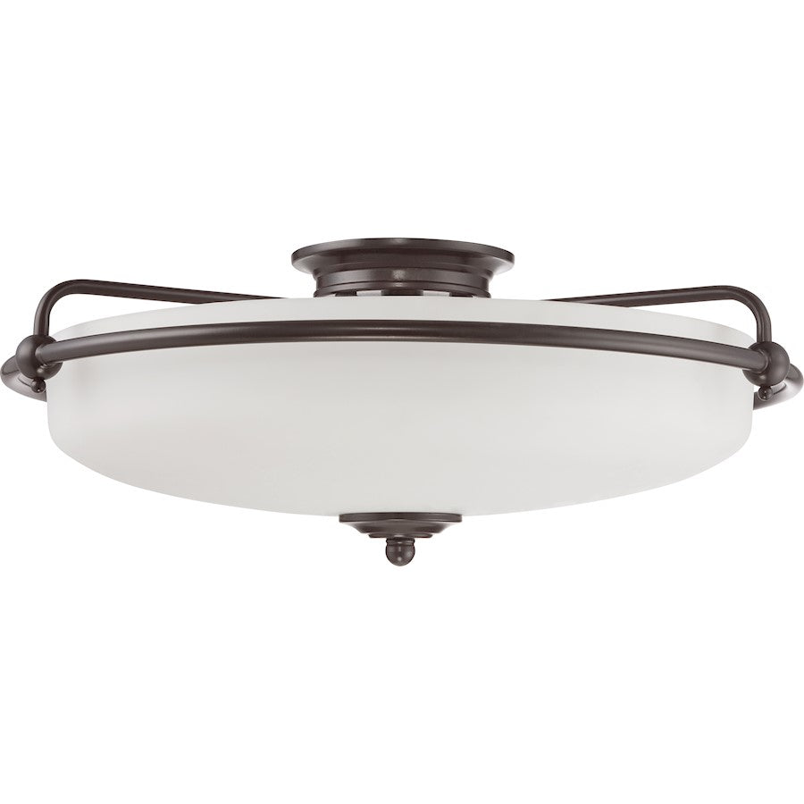 Quoizel Griffin 21in 4-Light Flush Mount | Contemporary Palladian Bronze Steel | Bedroom & Hallway Ceiling Light | 21 x 21 x 8.5 in | Model GF1621PN