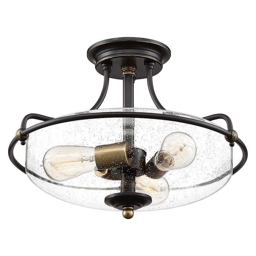 Quoizel Griffin 3 Light Semi-Flush Mount, Palladian Bronze