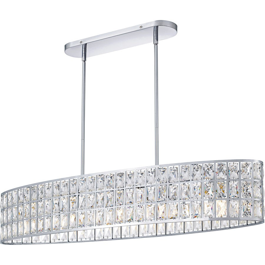 Quoizel Gibson 42in 5-Light Island Chandelier | Glam Polished Chrome and Clear Crystal Glass | Kitchen Island & Dining Room | Model GIB542C