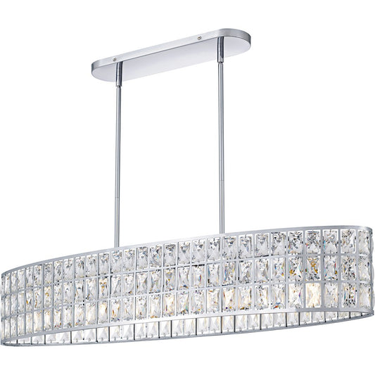 Quoizel Gibson 42in 5-Light Island Chandelier | Glam Polished Chrome and Clear Crystal Glass | Kitchen Island & Dining Room | Model GIB542C