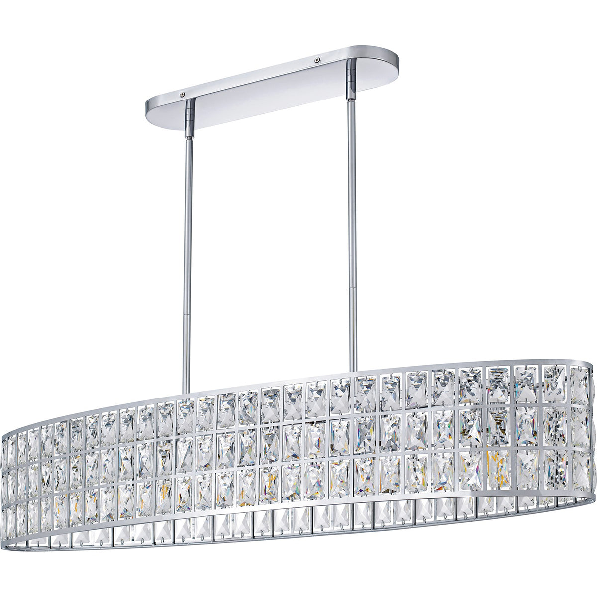 Quoizel Gibson 42in 5-Light Island Chandelier | Glam Polished Chrome and Clear Crystal Glass | Kitchen Island & Dining Room | Model GIB542C