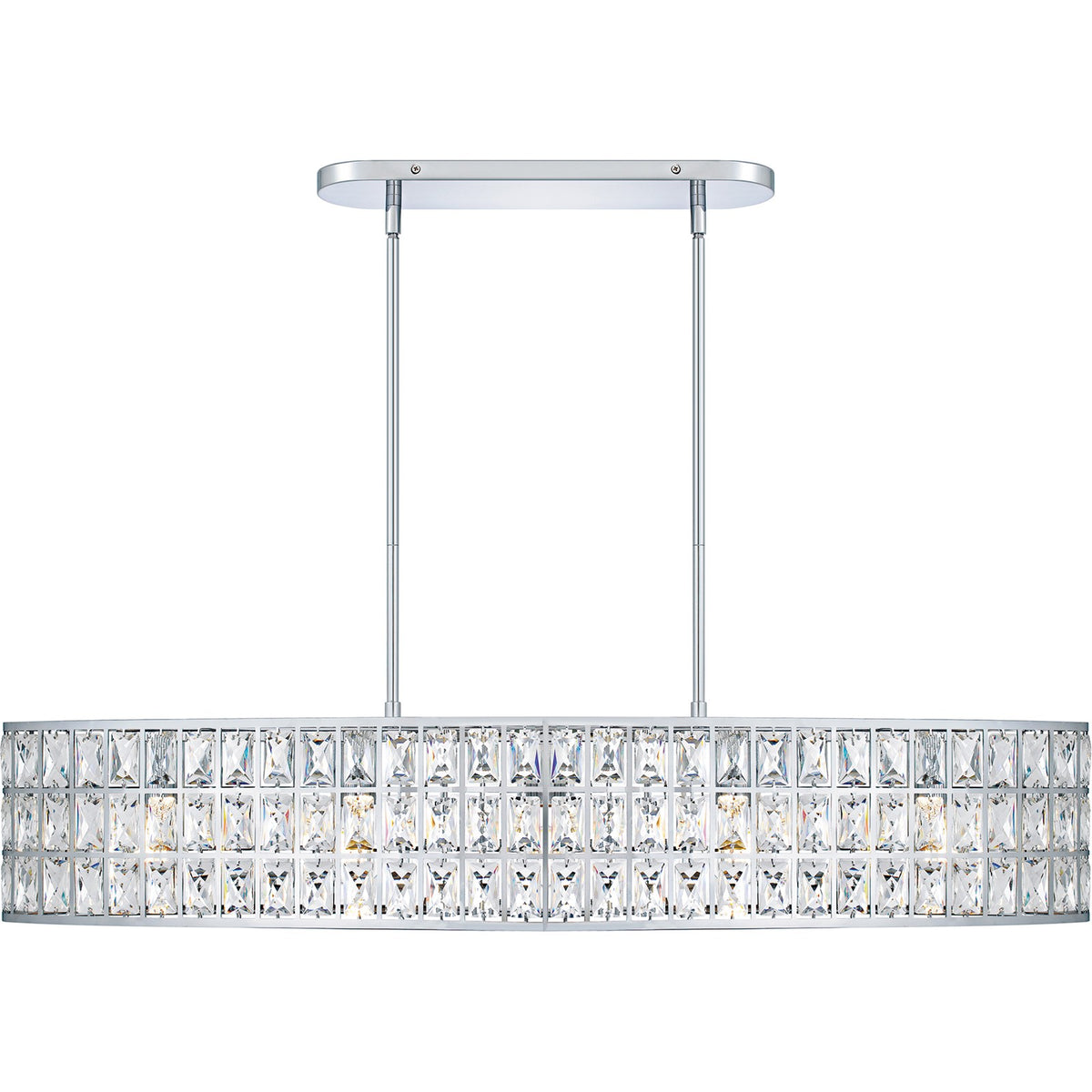 Quoizel Gibson 42in 5-Light Island Chandelier | Glam Polished Chrome and Clear Crystal Glass | Kitchen Island & Dining Room | Model GIB542C