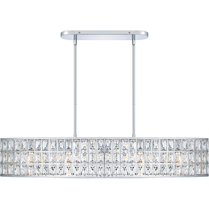 Quoizel Gibson 42in 5-Light Island Chandelier | Glam Polished Chrome and Clear Crystal Glass | Kitchen Island & Dining Room | Model GIB542C