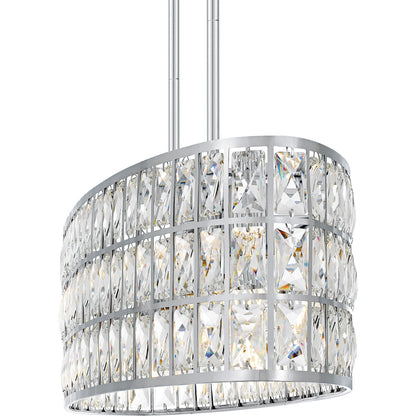 Quoizel Gibson 42in 5-Light Island Chandelier | Glam Polished Chrome and Clear Crystal Glass | Kitchen Island & Dining Room | Model GIB542C