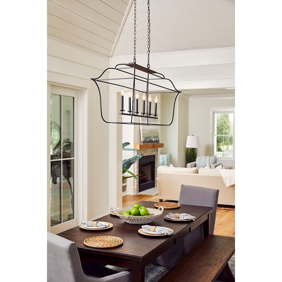 Quoizel Gallery 6 Light Island Chandelier, Royal Ebony
