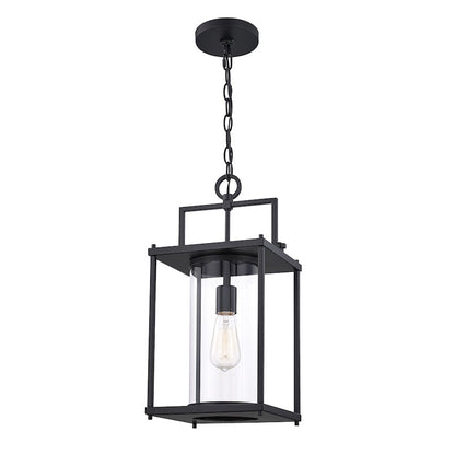 Quoizel Garrett 1 Light Outdoor Hanging, Matte Black/Clear