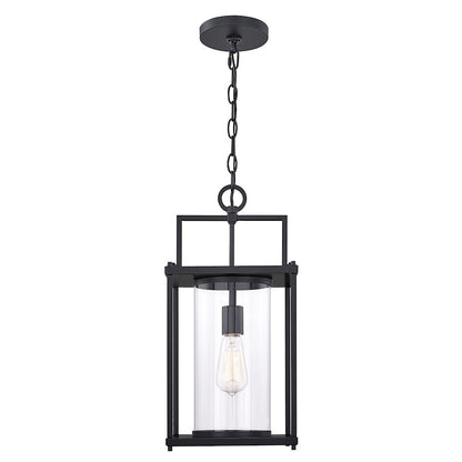 Quoizel Garrett 1 Light Outdoor Hanging, Matte Black/Clear