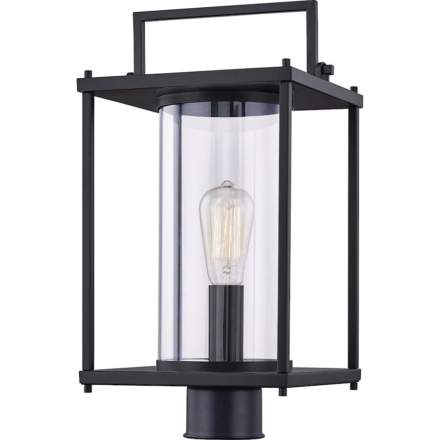 Quoizel Garrett 1 Light Outdoor Post, Matte Black/Clear Glass