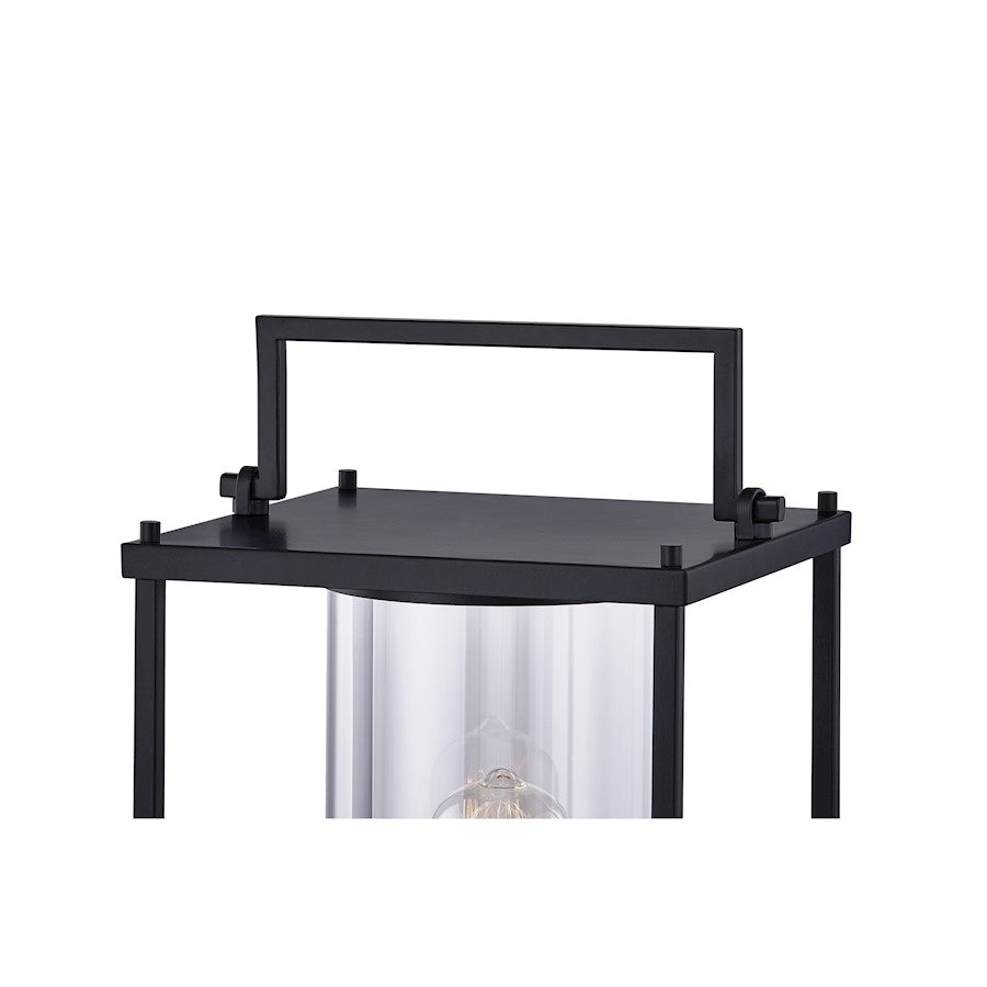 Quoizel Garrett 1 Light Outdoor Post, Matte Black/Clear Glass