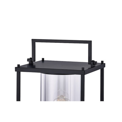 Quoizel Garrett 1 Light Outdoor Post, Matte Black/Clear Glass