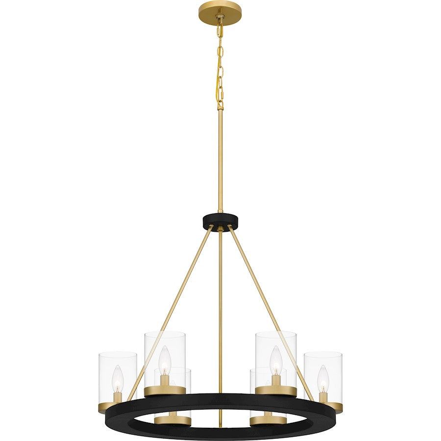 Quoizel Greeley 6 Light Chandelier, Matte Black/Clear