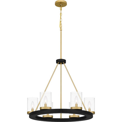 Quoizel Greeley 6 Light Chandelier, Matte Black/Clear