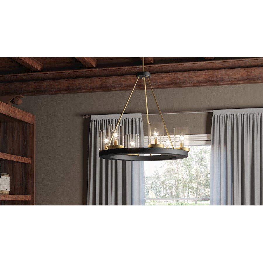 Quoizel Greeley 6 Light Chandelier, Matte Black/Clear