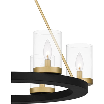 Quoizel Greeley 6 Light Chandelier, Matte Black/Clear