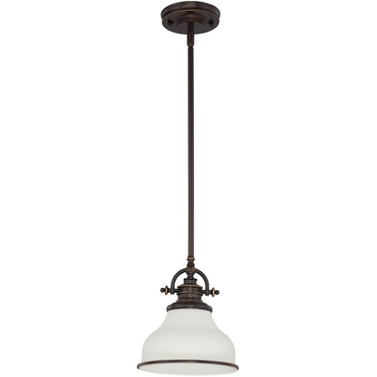 Quoizel Grant 8in 1-Light Mini Pendant | Classic Palladian Bronze and Opal Etched Glass | Kitchen Island & Breakfast Nook | Model GRT1508PN