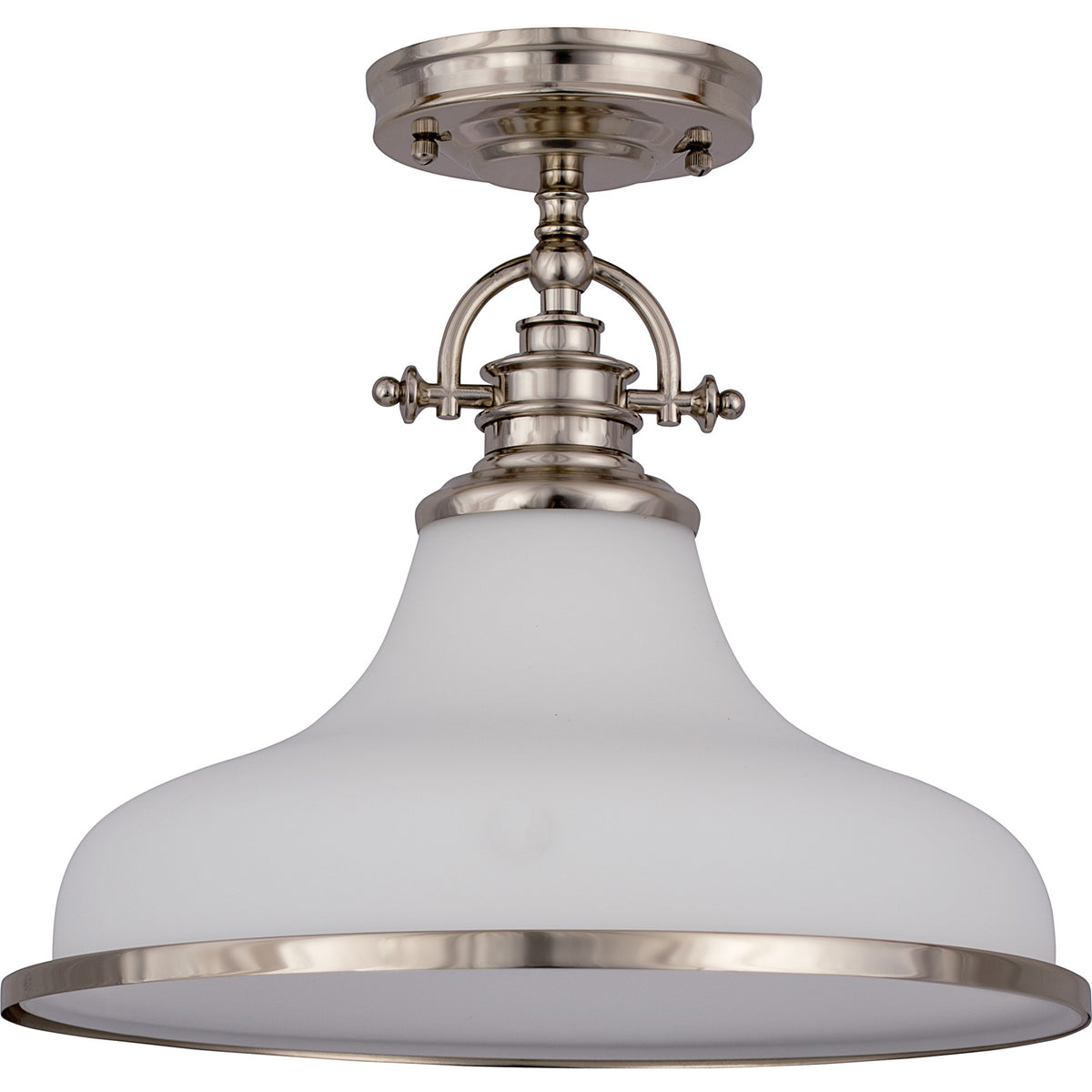 Quoizel Grant 13.5in 1-Light Pendant | Classic Brushed Nickel and Opal Etched Glass | Kitchen Island & Dining Room | Model GRT2814BN