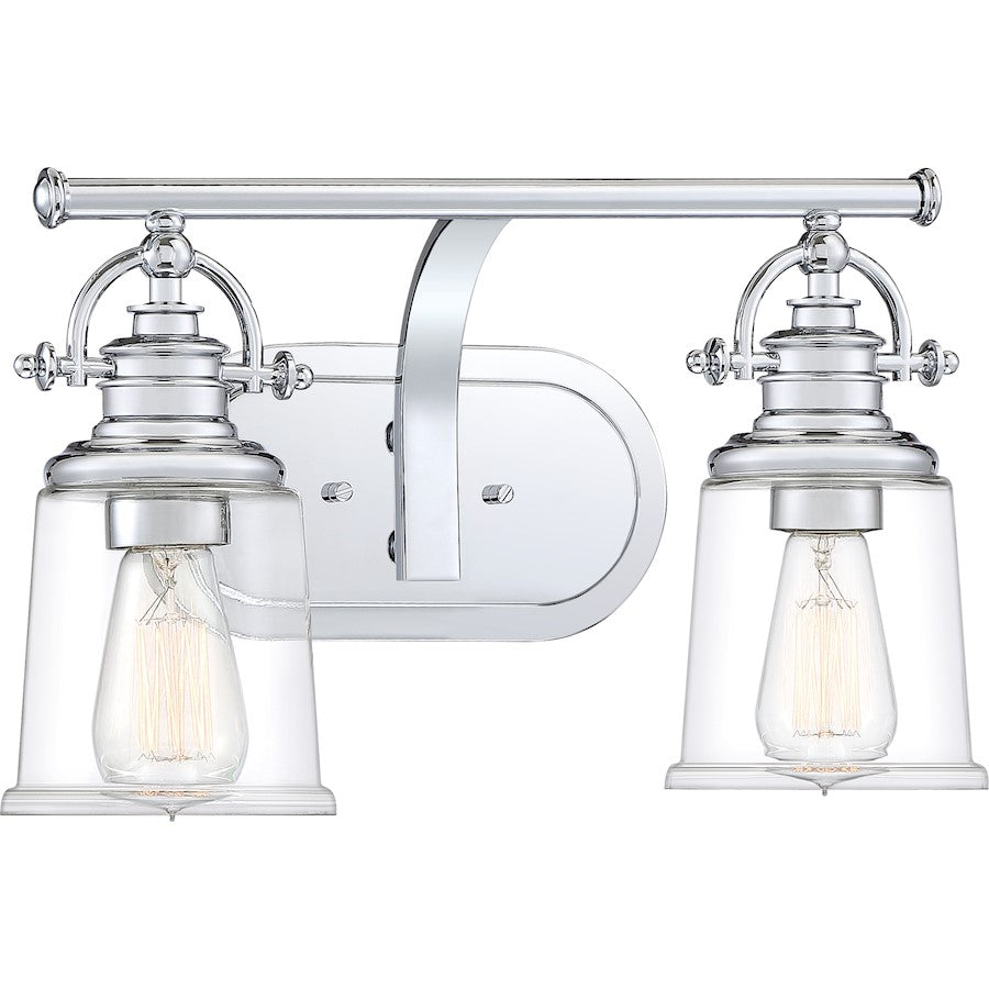 2 Light Bathroom Vanity Light, Polished Chrome